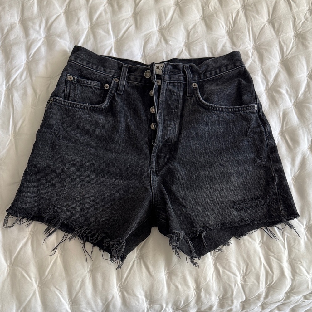 Agolde Riley black Denim Jean Shorts